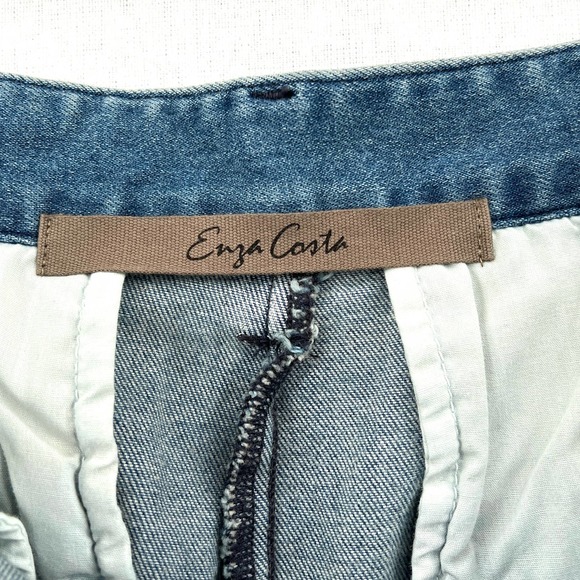 ENZA COSTA Pants Womens 29 Blue Straight Leg Denim Trouser Pant High Rise NEW - Picture 9 of 16